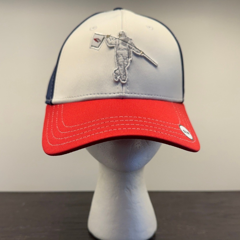 AndersonOrd Falcons Fire Golf Hat Red White Blue A-Flex Stretch Cap SM